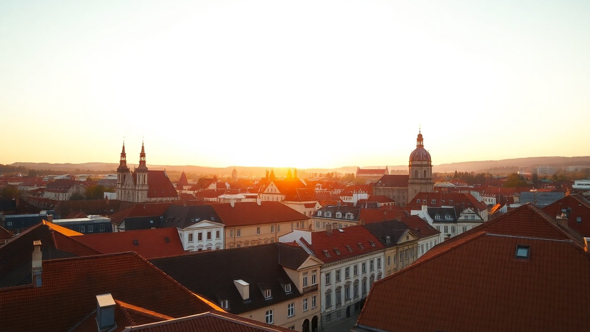 Panorama Českých Budějovic v podvečerním světle